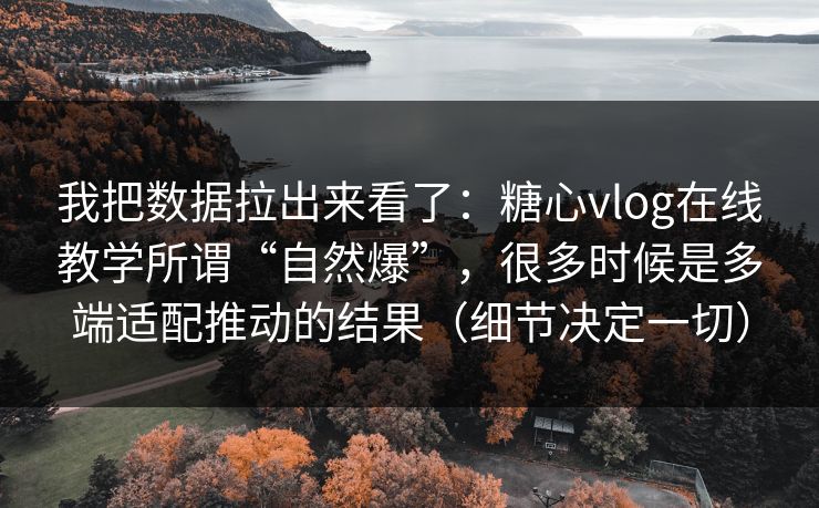 我把数据拉出来看了：糖心vlog在线教学所谓“自然爆”，很多时候是多端适配推动的结果（细节决定一切）