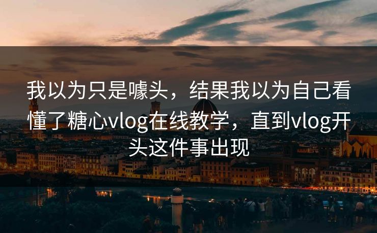 我以为只是噱头，结果我以为自己看懂了糖心vlog在线教学，直到vlog开头这件事出现