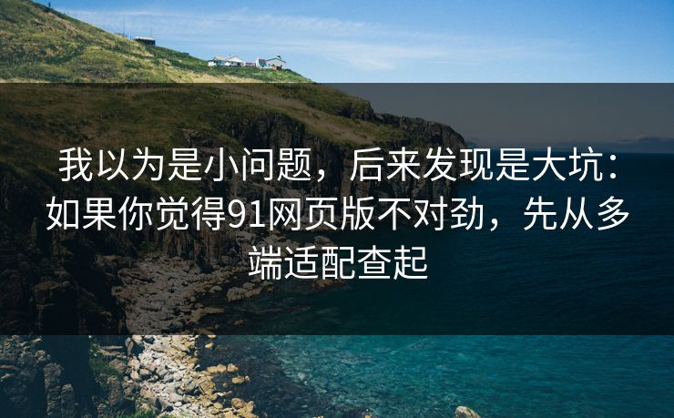 我以为是小问题，后来发现是大坑：如果你觉得91网页版不对劲，先从多端适配查起