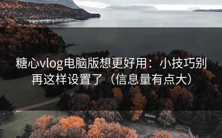 糖心vlog电脑版想更好用：小技巧别再这样设置了（信息量有点大）