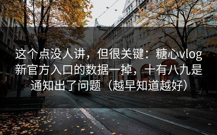 这个点没人讲，但很关键：糖心vlog新官方入口的数据一掉，十有八九是通知出了问题（越早知道越好）