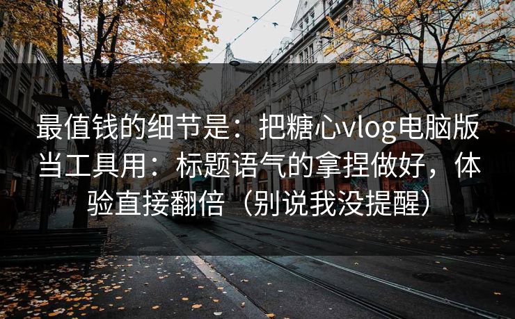 最值钱的细节是：把糖心vlog电脑版当工具用：标题语气的拿捏做好，体验直接翻倍（别说我没提醒）