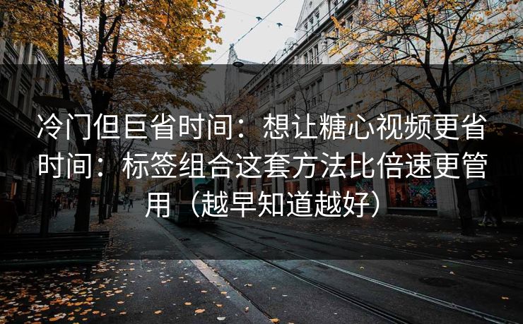 冷门但巨省时间：想让糖心视频更省时间：标签组合这套方法比倍速更管用（越早知道越好）