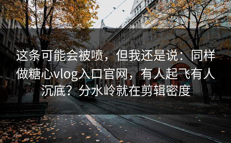 这条可能会被喷，但我还是说：同样做糖心vlog入口官网，有人起飞有人沉底？分水岭就在剪辑密度