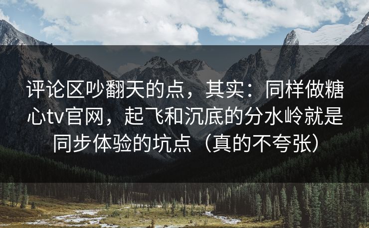 评论区吵翻天的点，其实：同样做糖心tv官网，起飞和沉底的分水岭就是同步体验的坑点（真的不夸张）