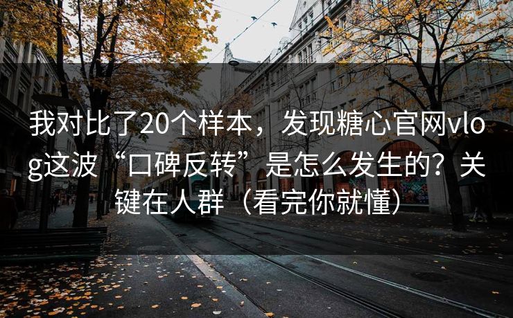 我对比了20个样本，发现糖心官网vlog这波“口碑反转”是怎么发生的？关键在人群（看完你就懂）