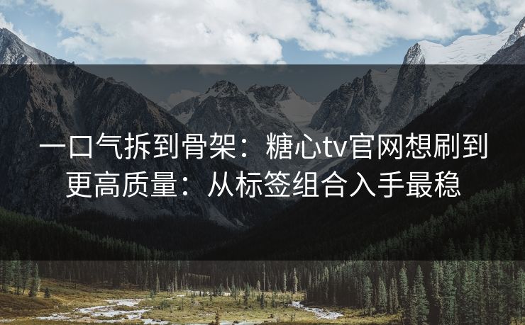 一口气拆到骨架：糖心tv官网想刷到更高质量：从标签组合入手最稳